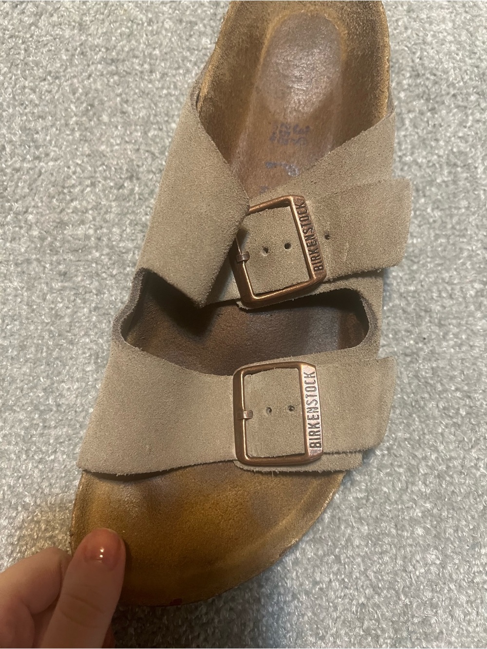Birkenstock Tan Suede Two-Strap Sandals with Buckles - Picture 9 of 10